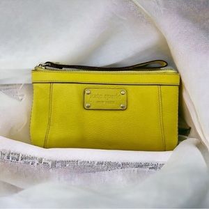 Kate spade leather wristlet yellow leather